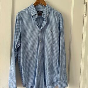 Vineyard Vines Classic Fit Tucker Blue and White Check; Men’s M Shirt